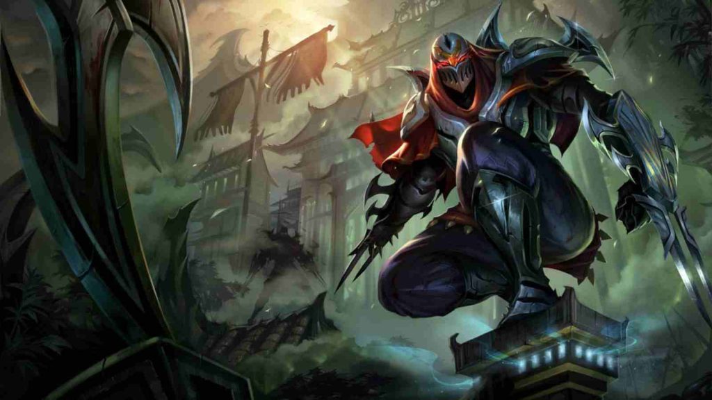 LoL AD assassin champion Zed base splashart official wallpaper