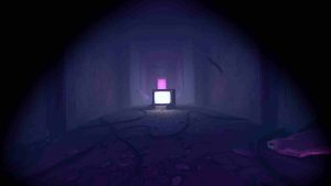 Glowing TV set in middle of a dark hallway in Little Nightmares VR: Altered Echoes official screenshot