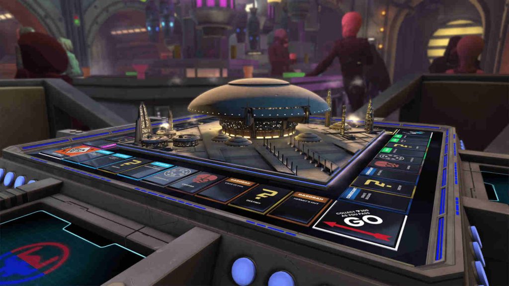 Monopoly Star Wars Heroes vs Villains Cantina popping up on the board