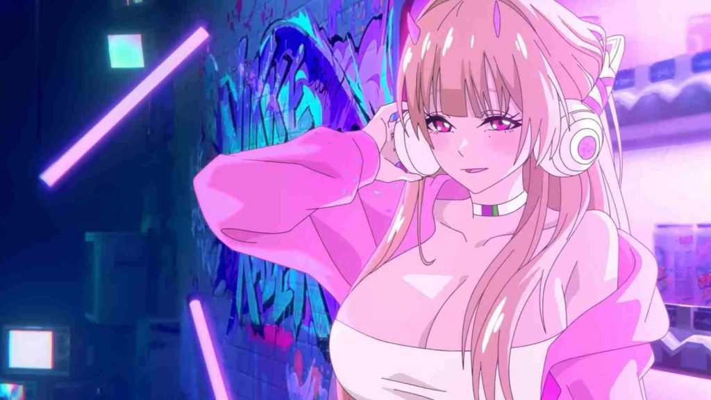 Screenshot from Nikke x Razer Heartbeat Temptation official trailer featuring Viper wearing Razer headphones 