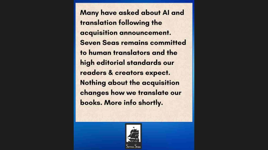 Seven Seas Entertainment makes statement about AI use in translation on March 3, 2026