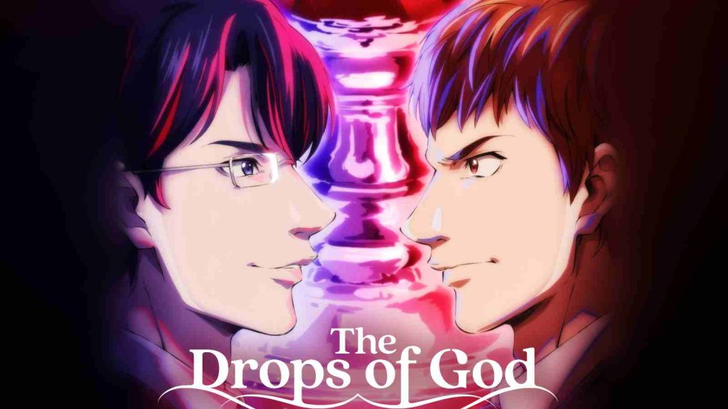 The Drops of God anime key visual showing Tomine Issei and Kanzaki Shizuku
