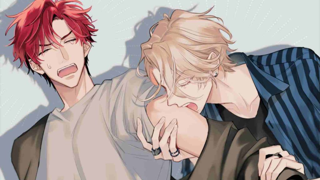 Minato Mito biting Shizuma Ikushima in Therapy Game manga illustration