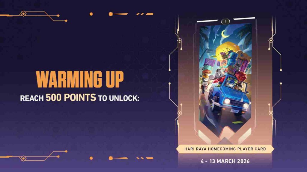 Valorant Night Queue Warming Up Phase showing Hari Raya Homecoming Player Card