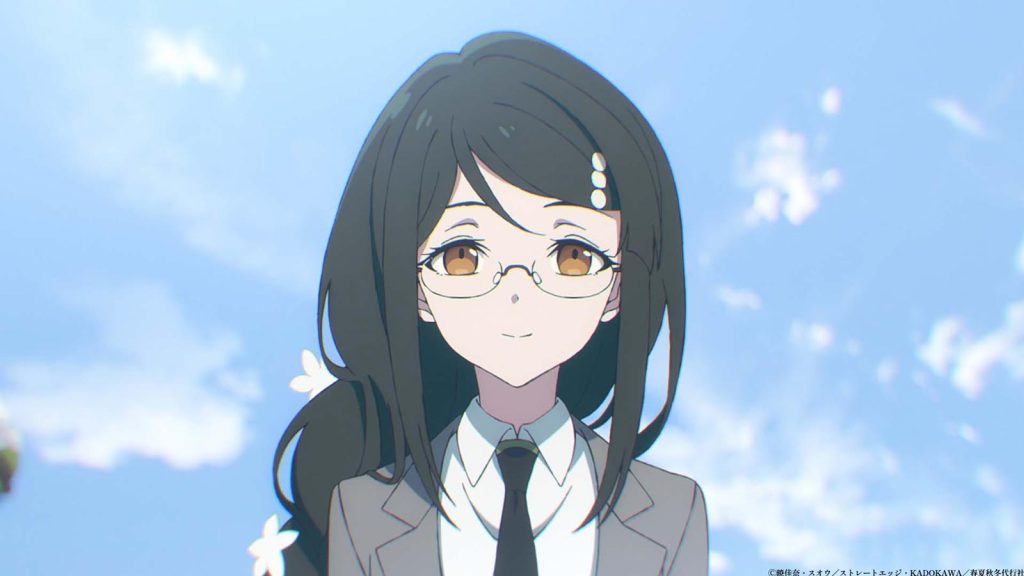 Agents of the Four Seasons: Dance of Spring anime character Ayame Hazakura smiling.