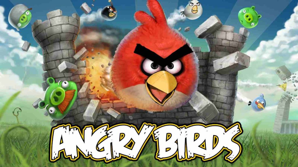 Angry Birds game official key visual showing the birds destroying a castle