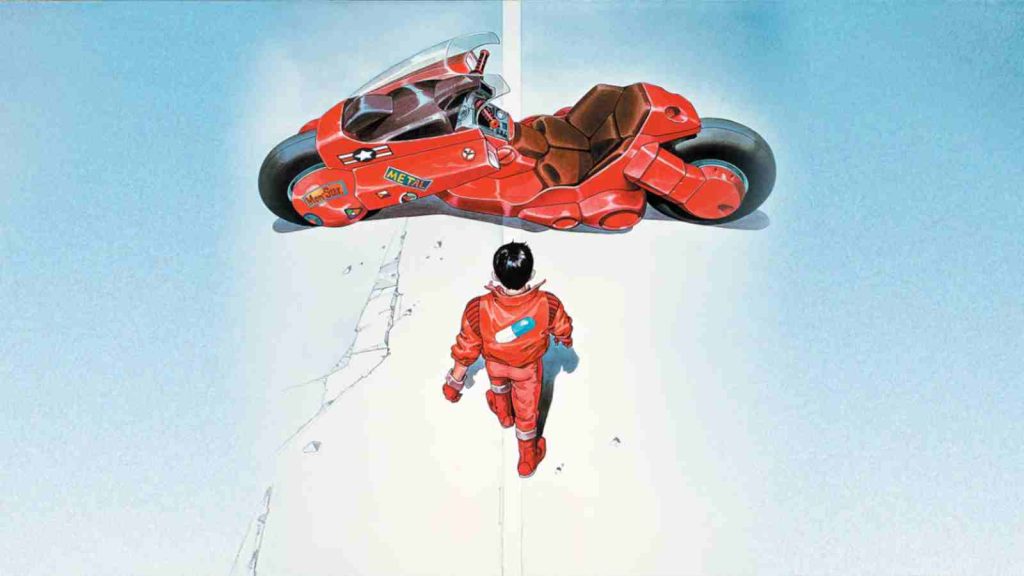Shotaro Kaneda and a red bike in Akira key visual