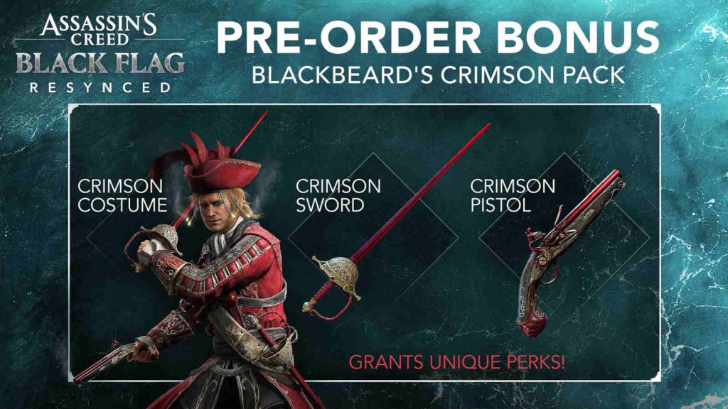 Assassin’s Creed Black Flag Resynced pre-order bonus rewards you with Blackbeard's Crimson Pack