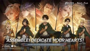 HOK Attack on Titan skins featuring Eren, Mikasa, Levi, and Annie