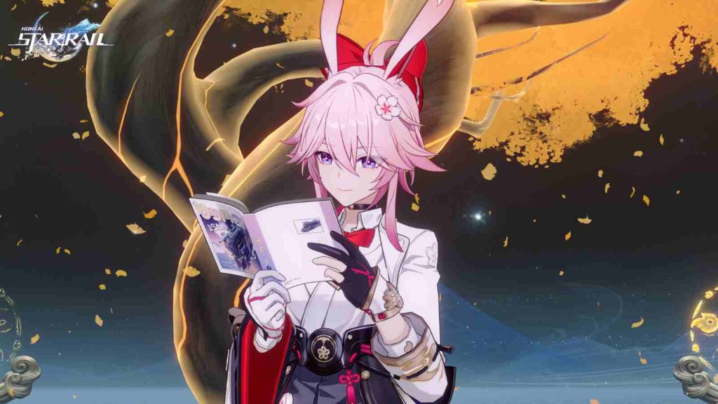 Evanescia reading a book in official HSR screenshot