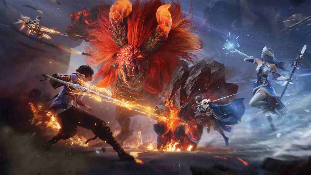 Honor of Kings MMORPG, Honor of Kings: Worlds, official key visual showing a boss fight