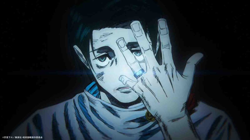 Jujutsu Kaisen character Yuta Okkotsu fully manifesting the Queen of Curses Rika Orimoto in the Sendai Colony arc