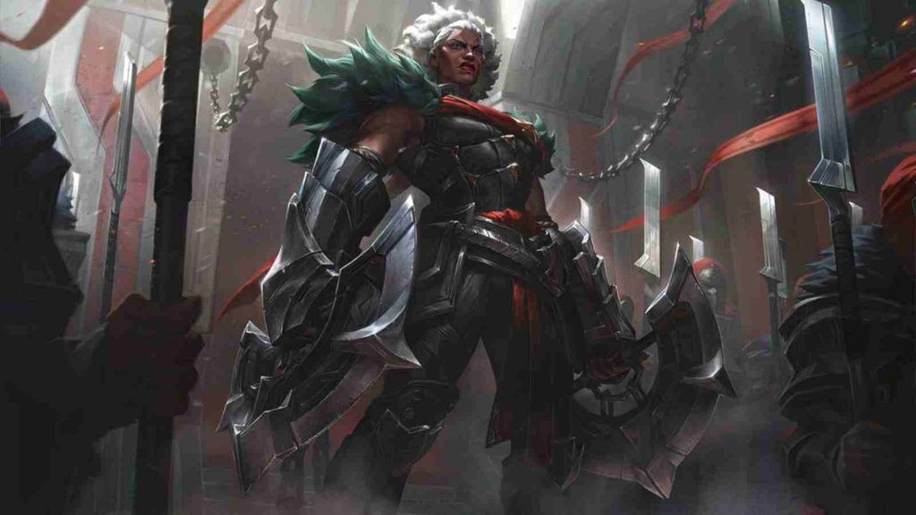 LoL champion Ambessa base splashart official wallpaper