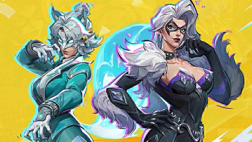 The social banner for Marvel Rivals Season 7.5 featuring White Fox and Black Cat standing side by side.