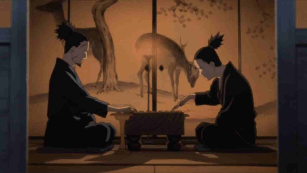 Shikamaru plays shogi with his father in Naruto Shippuden episode 82