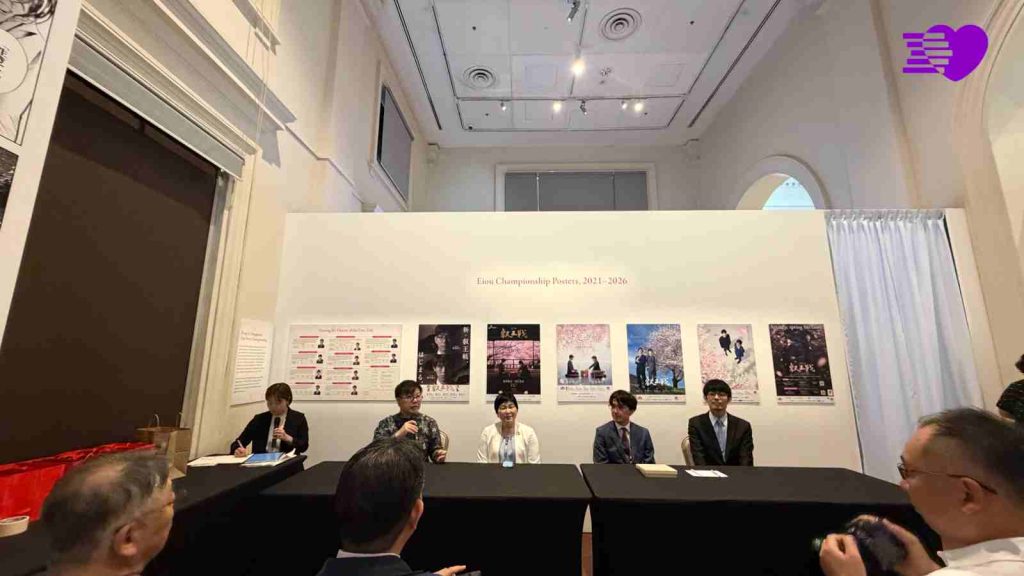 Panel speaking to media about Shogi in Manga exhibition opening at Asian Civilizations Museum (ACM) 