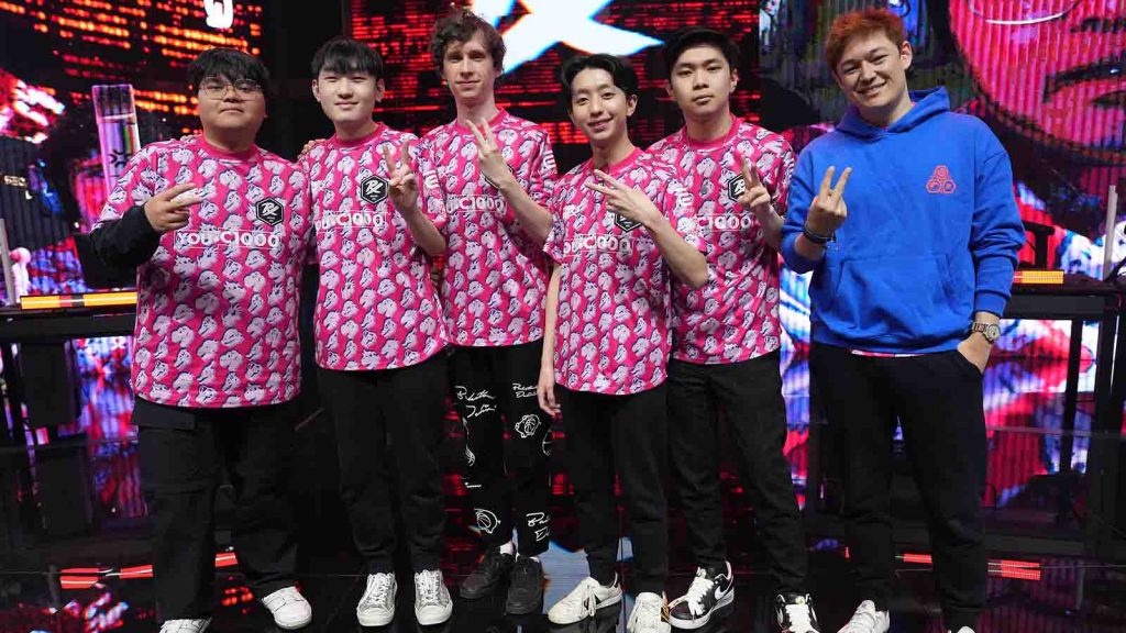 Paper Rex Valorant roster seen on stage of the VCT Pacific League in 2023