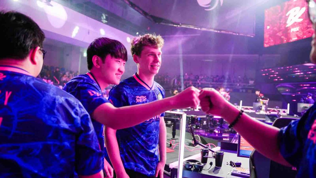 Paper Rex Valorant team seen after winning against Nongshim RedForce in the first day of VCT Pacific Stage 1 2026