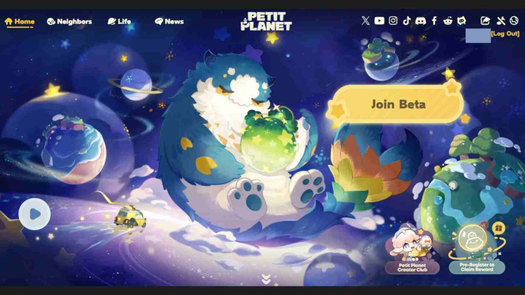 Sign up for Petit Planet closed beta on the official Stardrift Test homepage