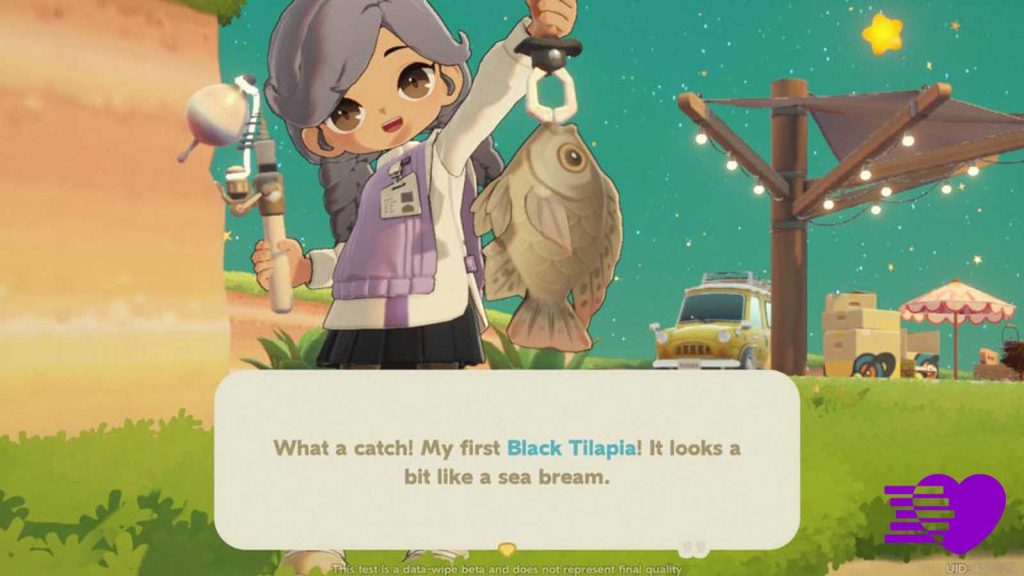 A Planet Tender showing their catch, a Black Tilapia, in Petit Planet.