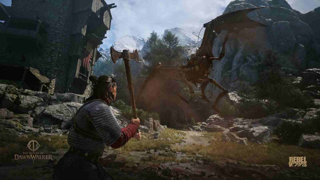 Coen versus a winged enemy in The Blood of Dawnwalker official screenshot 