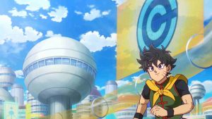 Black-haired protagonist of Dragon Ball Xenoverse 3 Age 1000 walks through West City