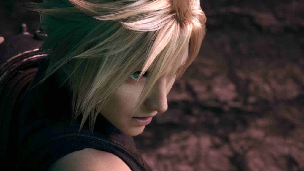 Close up of Cloud's face as he jumps into action in Final Fantasy 7 Rebirth on Nintendo Switch 2