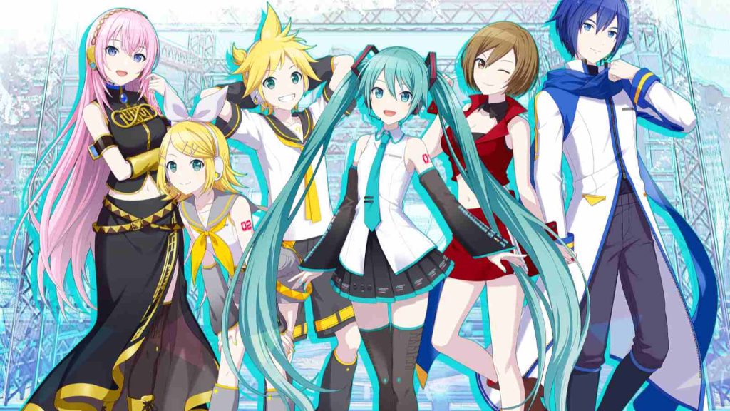 Hatsune Miku and Colorful Stage virtual stage featuring Hatsune Miku, Kagamine Rin, Kagamine Len, Megurine Luka, MEIKO, and KAITO