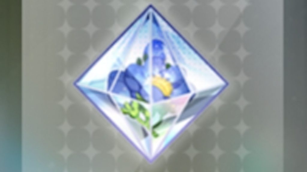 Polaris in Night and Light showing a diamond-shaped glass with a blue flower inside it.