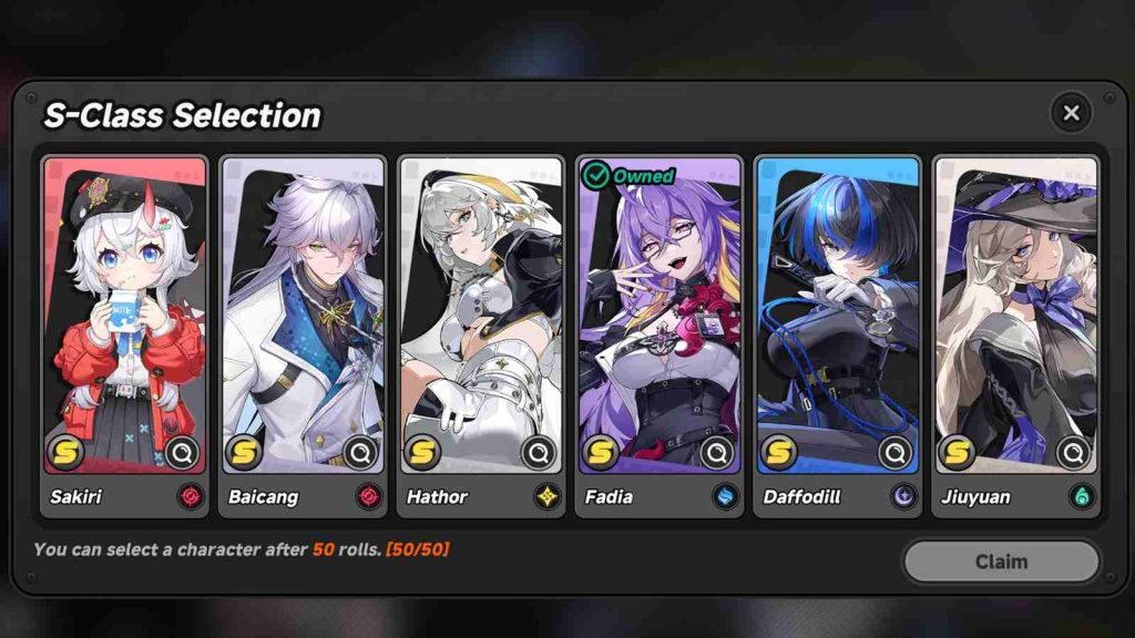 S-Class Esper selection screen in Neverness to Everness game