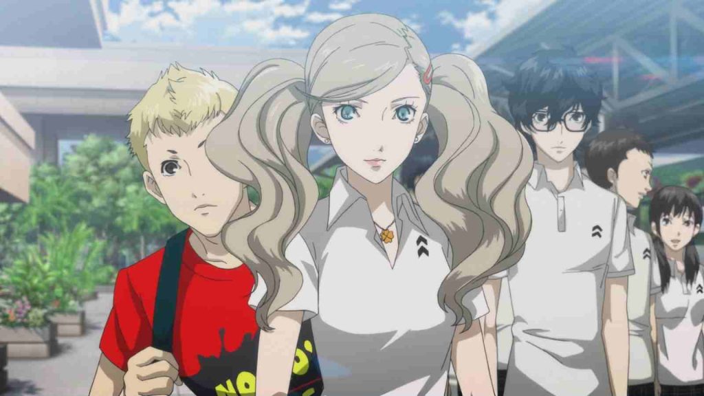 Ann Takamaki, Ryuji Sakamoto, and Protagonist wearing school gym clothes in official Persona 5 Royal screenshot