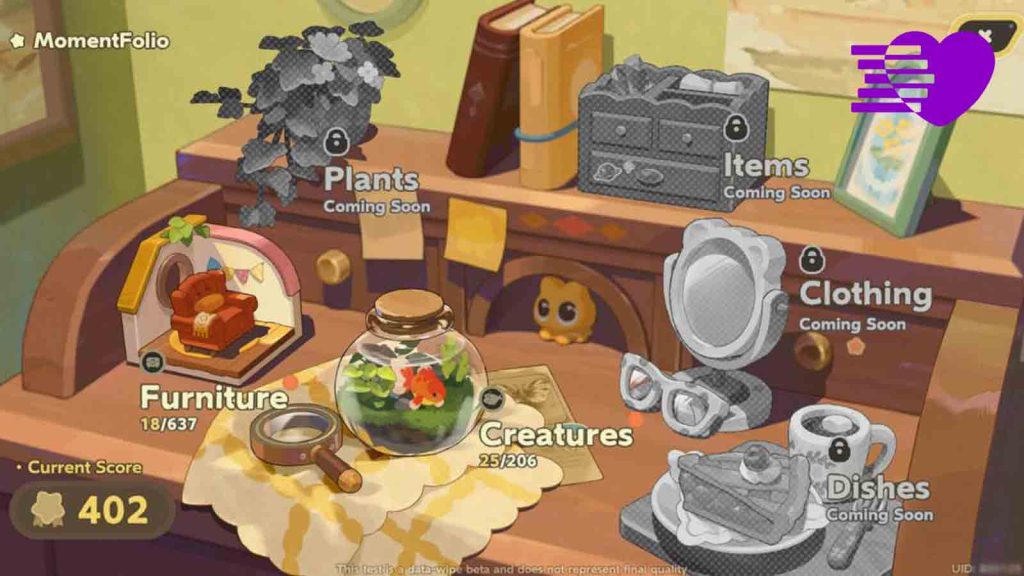 A screenshot of the MomentFolio page in Petit Planet.