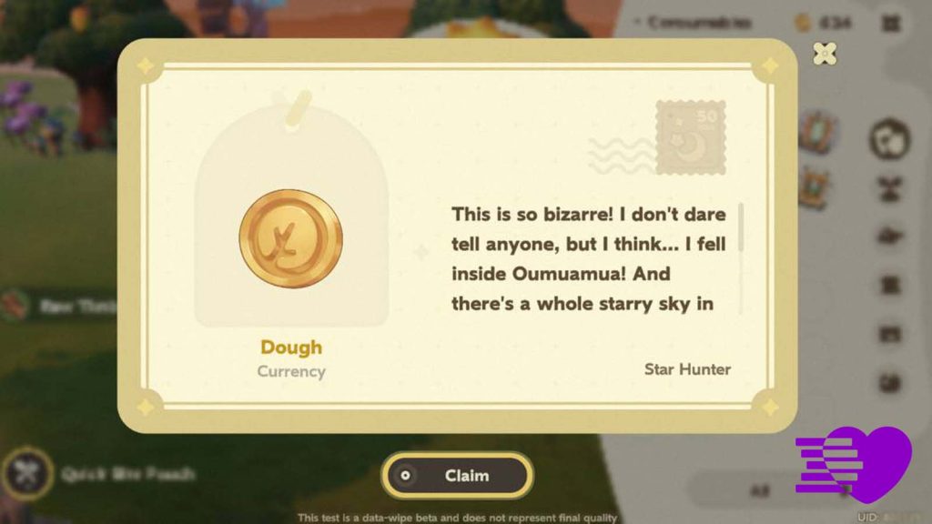 A Star Hunter's message and Dough enclosed in a Drifting Star in Petit Planet.