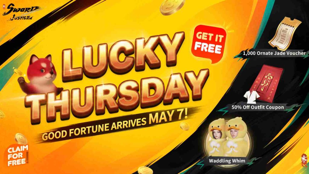 Sword of Justice Lucky Thursday May 2026 event and rewards