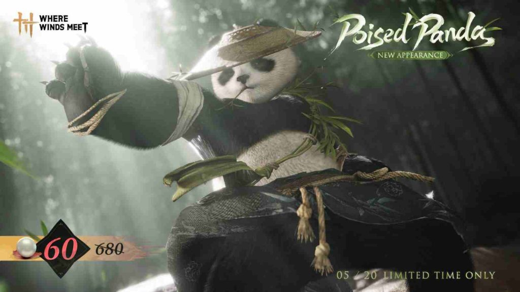 Poised Panda skin in Where Winds Meet going on discount