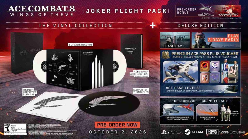 Ace Combat 8 Joker Flight Pack and Ace Combat 8 Deluxe Edition contents