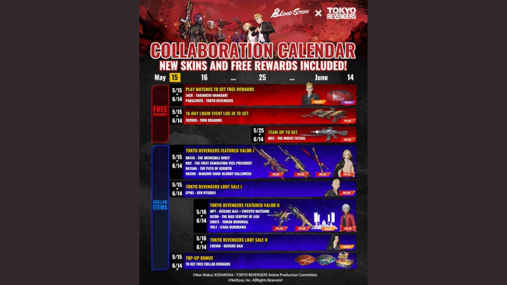 Blood Strike x Tokyo Revengers Valor I and Valor II rewards