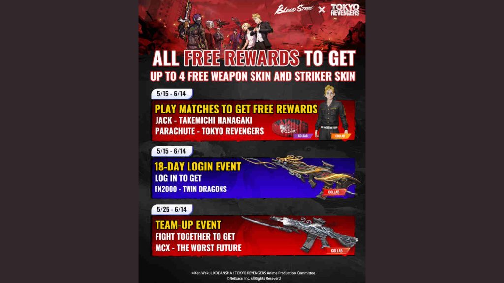 Blood Strike x Tokyo Revengers free rewards schedule