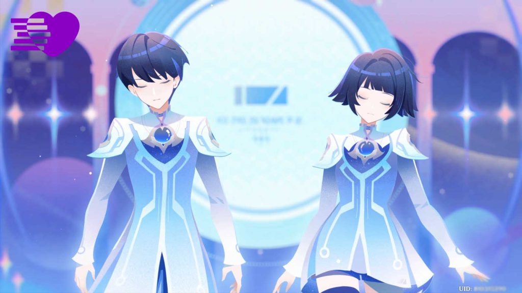 Male and female Manekin with their eyes closed in Genshin Impact's Miliastra Wonderland.