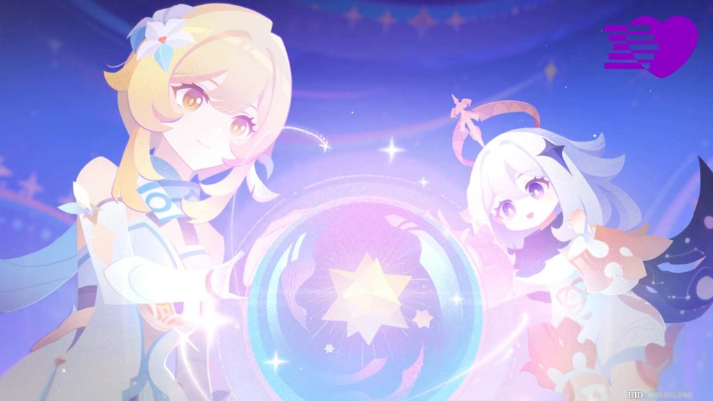 The female Traveler twin, Lumine, together with Paimon, s an Intertwined Fate in Genshin Impact.