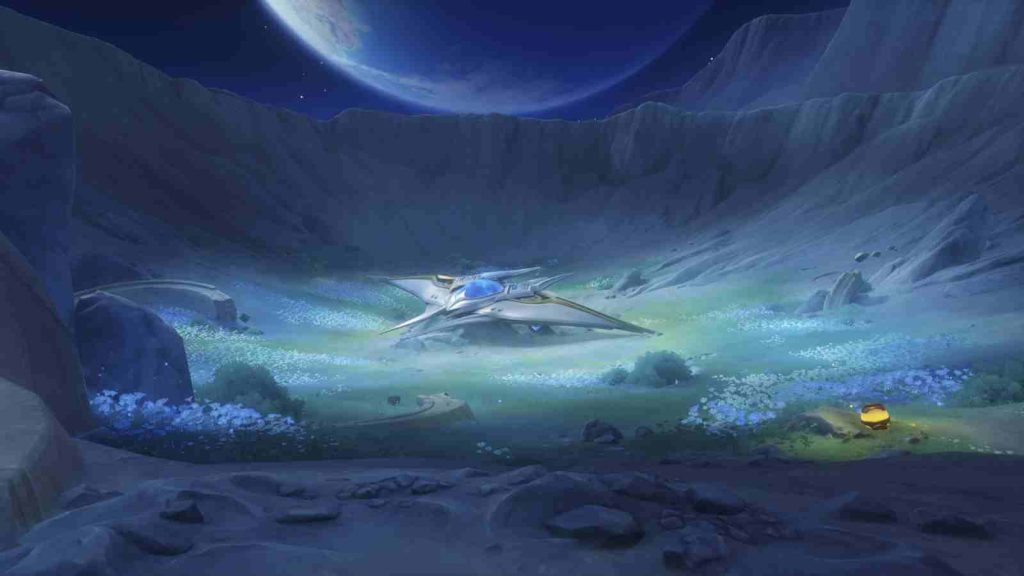 Space craft landing on Frost Moon in Genshin Impact