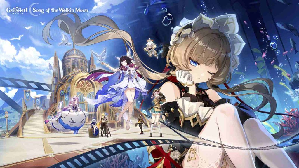 Genshin Impact version 6.7 Luna VIII key visual "Sunny Summer Fontinalia" featuring Sandrone, Columbina, and Citali