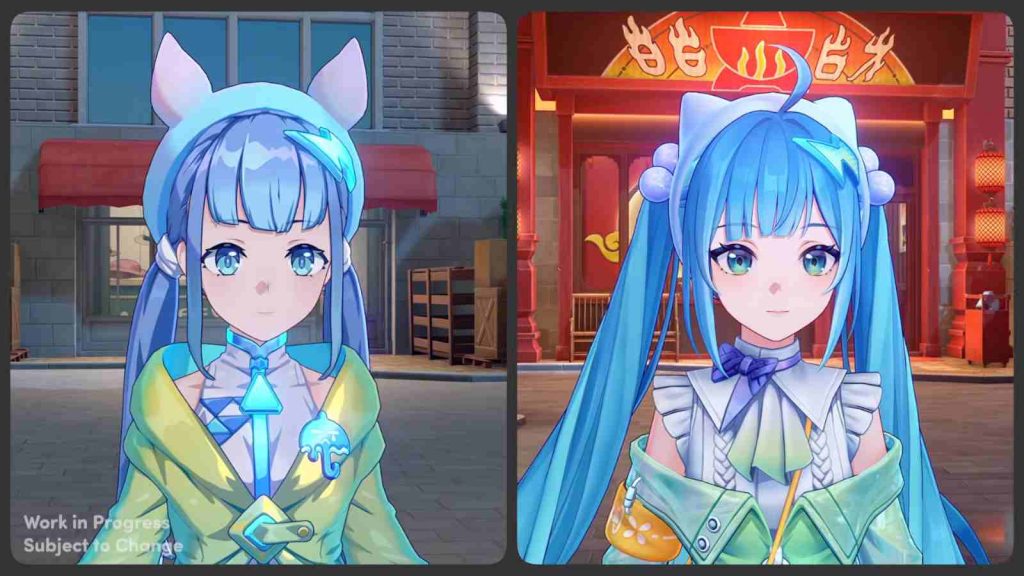 Nexus Anima beta test showing visual improvements made to Nanafey in a side-by-side comparison