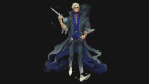 A concept art for Corvin Locke in League of Legends showing the champion holding a giant nail.