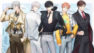 Light and Night characters Xiao Yi, Lu Chen, Qi Sili, Zha Lisu, and Xia Mingxing, all standing up while posing.