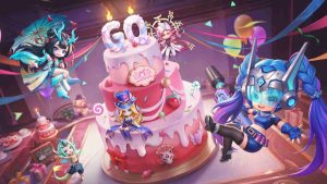 Magic Chess: Go Go first anniversary key visual featuring Layla Blue Spectre skin