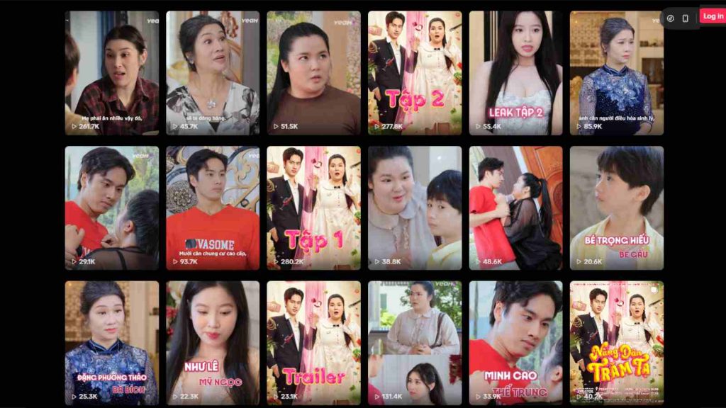 Vietnam company YeaH1's TikTok page showing a variety of mini dramas that they've produced