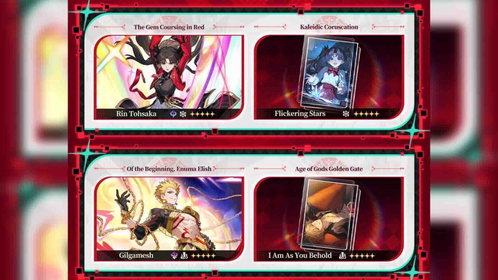 Honkai Star Rail 4.4 banners featuring collaborative warp characters Rin Tohsaka and Gilgamesh.