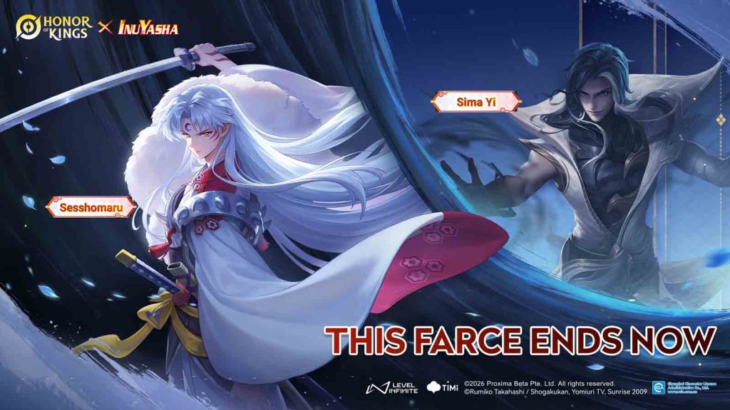The hero Sima Yi next to Sesshoumaru in the Honor of Kings and Inuyasha crossover.