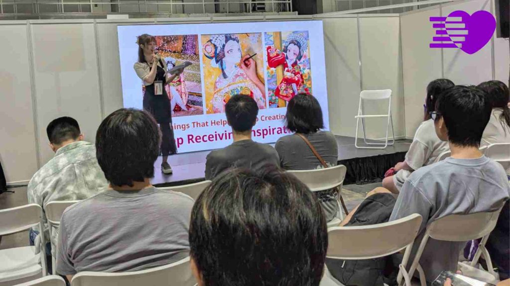 Japanese artist Yukoring shares her artist journey at a panel at AFA CSF 2026